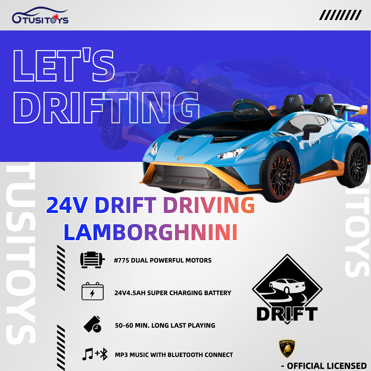 Kereta kanak-kanak Lamborghini Drift 24V