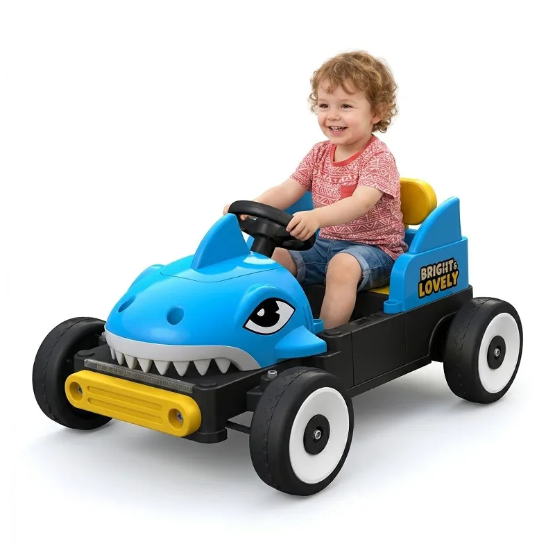 Baharu 12V Dikuasakan Bateri Shark Head 4 Roda Kanak-kanak Naiki Kereta